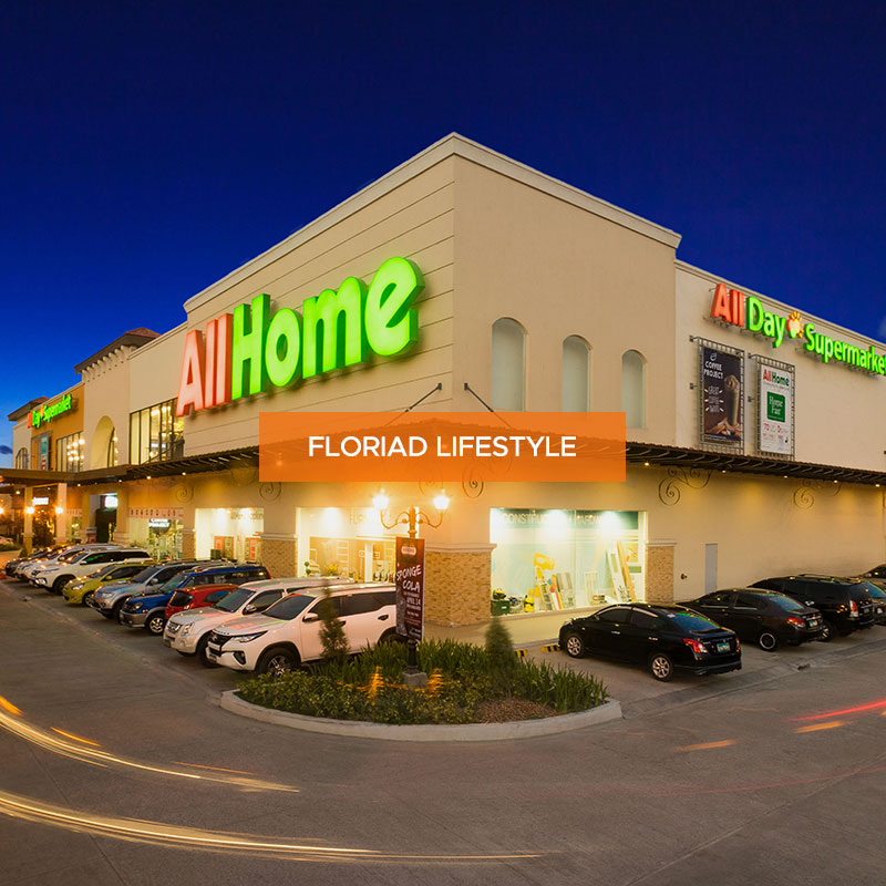 AllHome brand signage on the mall facade of Floriad Lifestyle on C-5 Extension Road, Las Piñas City